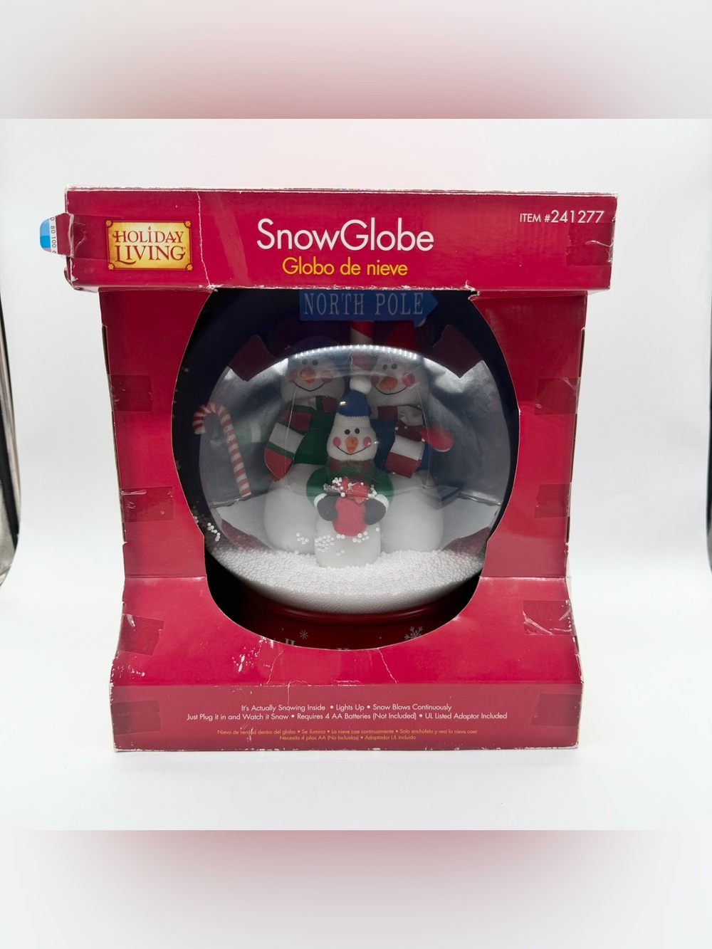 Gemmy Animated Christmas Table Top 13" Snow Globe North Pole Music Lights